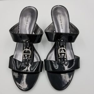 Etienne Aigner Patent Leather Black Open Toe Pumps